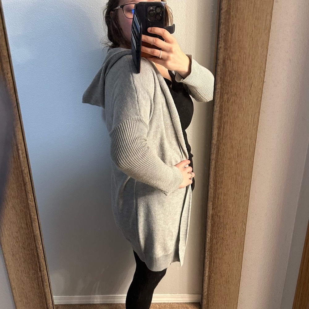 Gray Hooded Cardigan